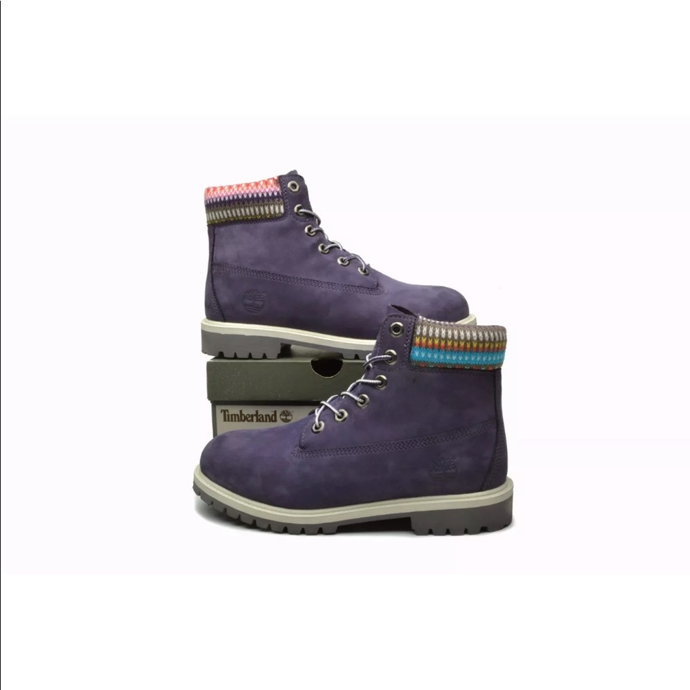 Purple suede timberland boots for boys